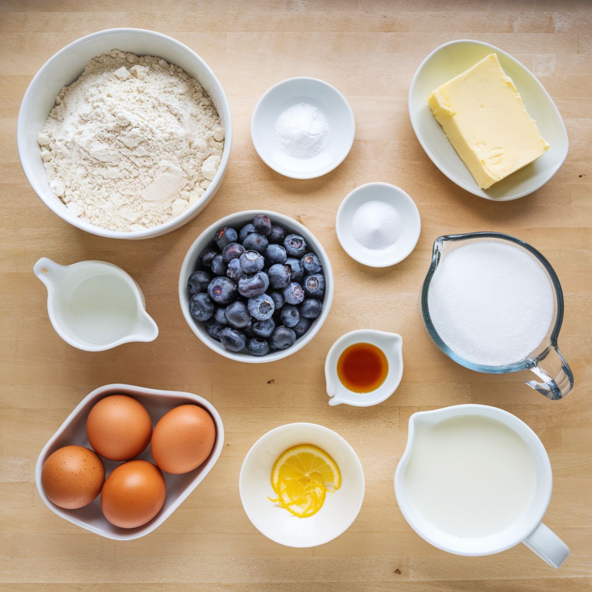 Ingredients for Blueberry Pound Cake Recipe