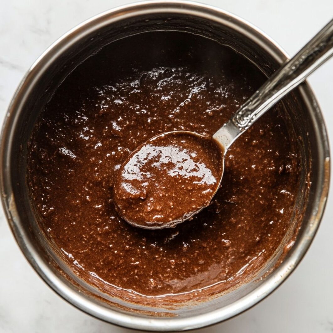 Cooking chocolate pudding mixture until thickened in a saucepan.