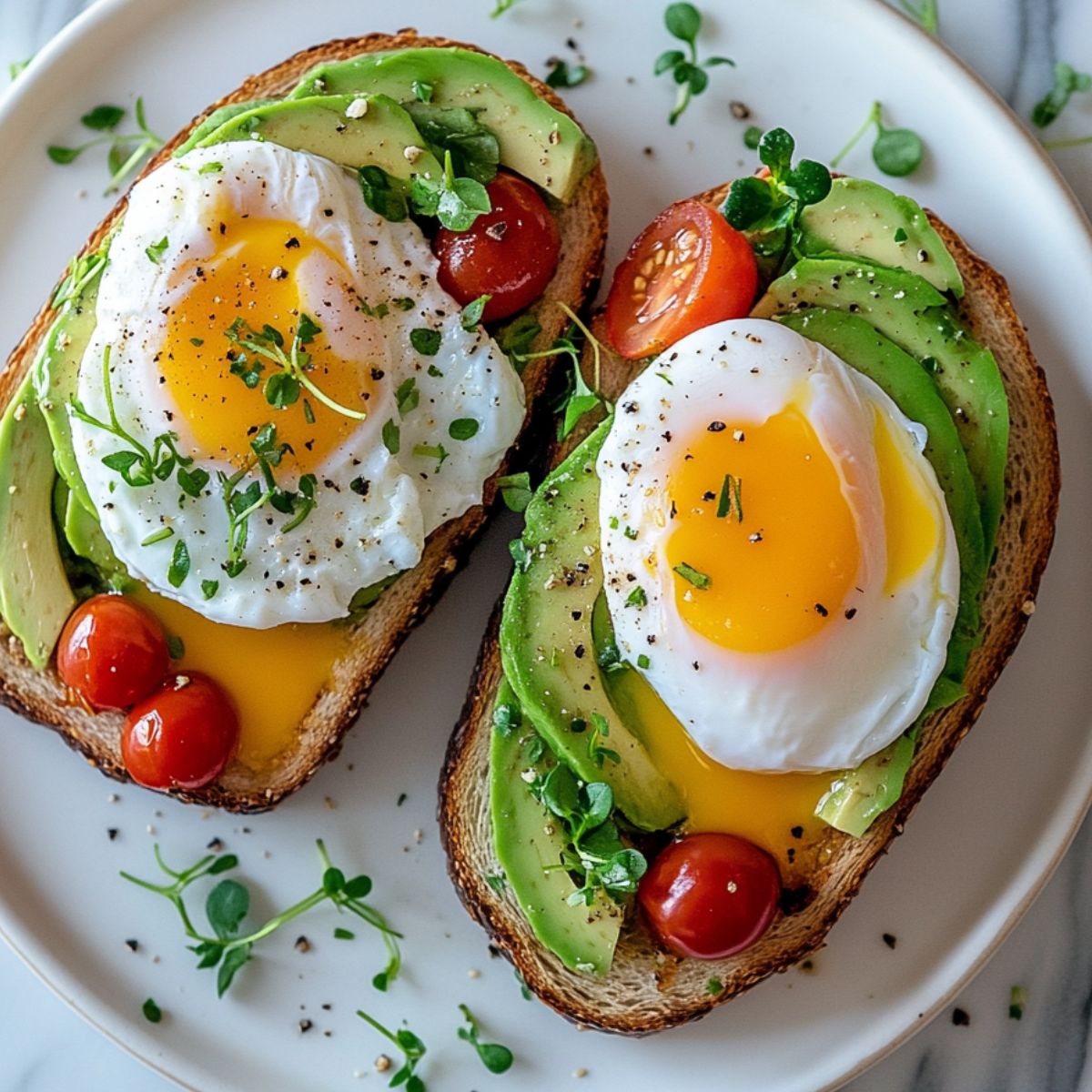 Homemade avocado toast recipe with olive oil and pepper on rustic kitchen counter.