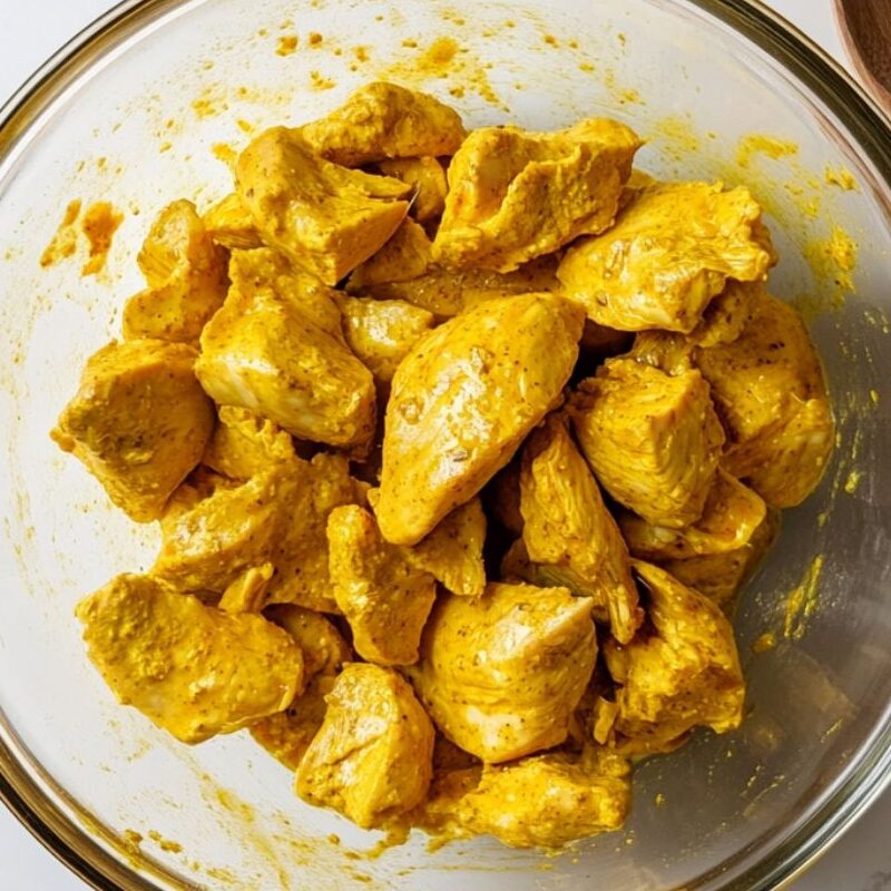 Marinating chicken for homemade curry.