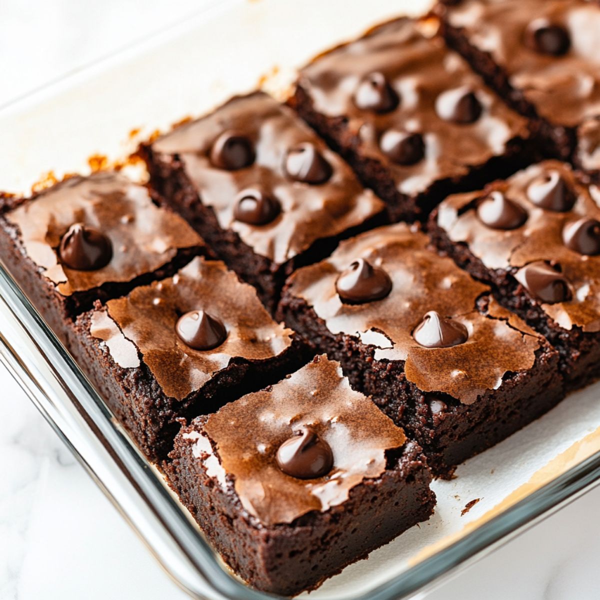Rich and fudgy avocado brownies recipe cooling on a parchment-lined baking dish