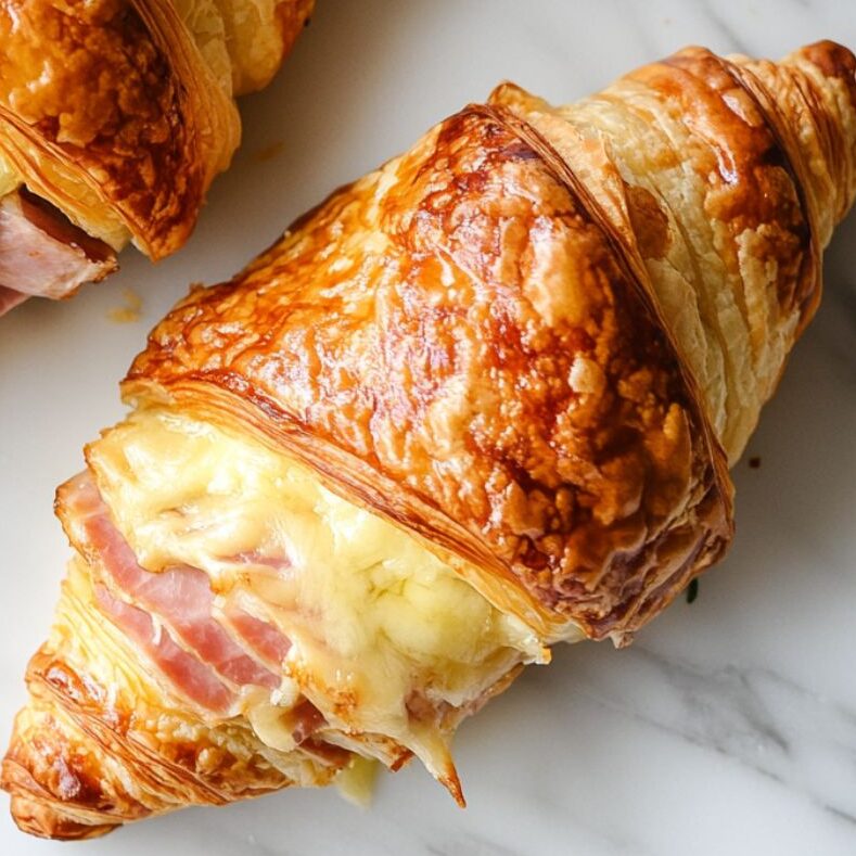 Freshly baked croissants resting on tray before serving