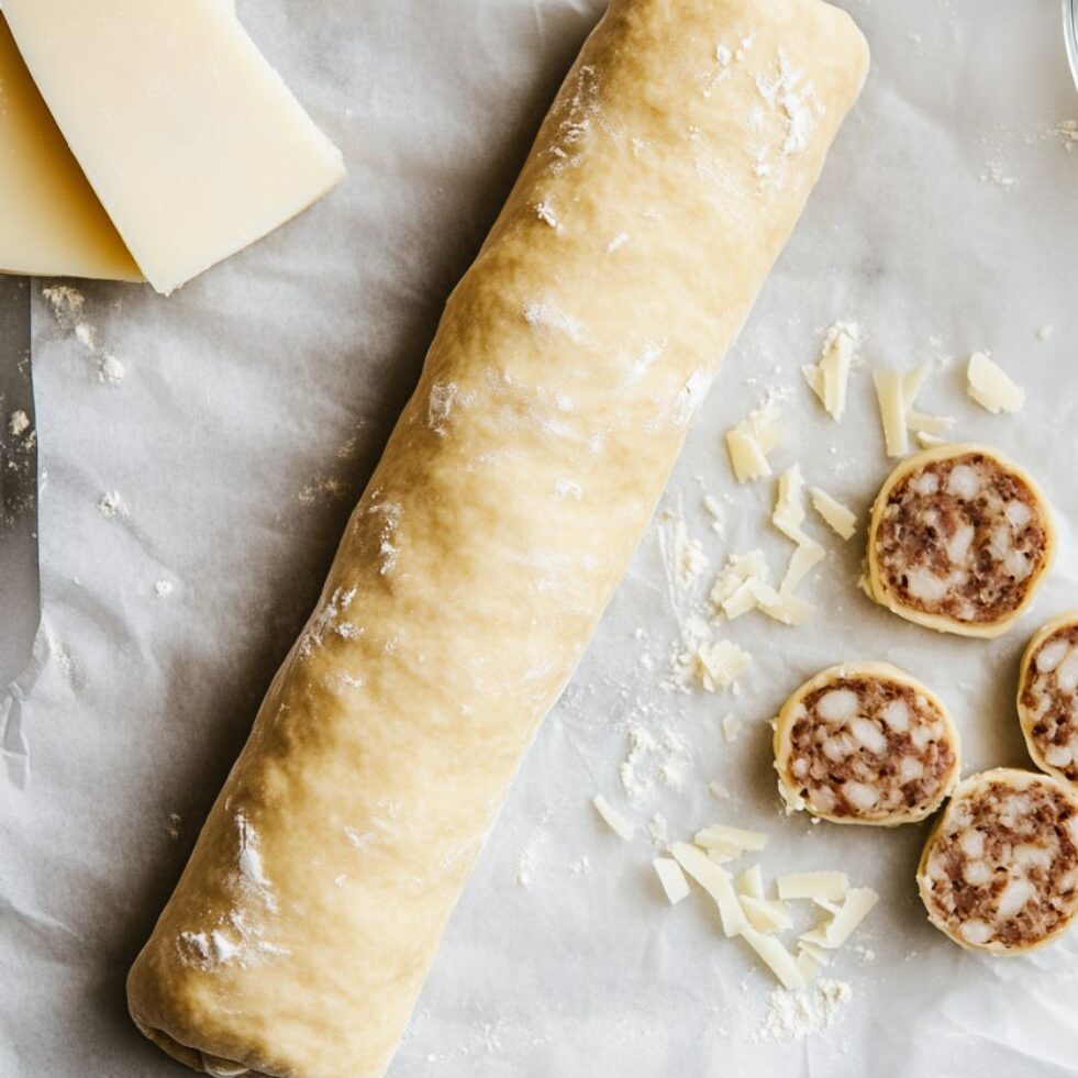 Add filling to each roll and gently roll from the wide end.