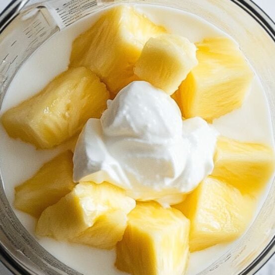 Ingredients added to the blender, ready to blend