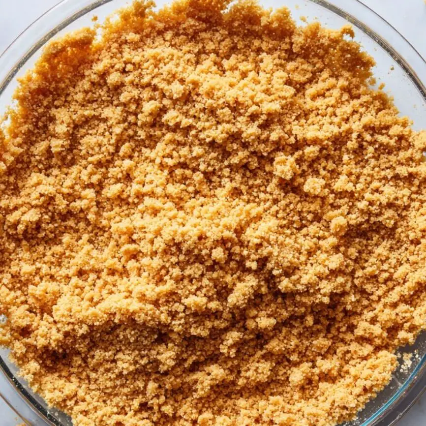 Mixing graham cracker crumbs and pressing into pie pan