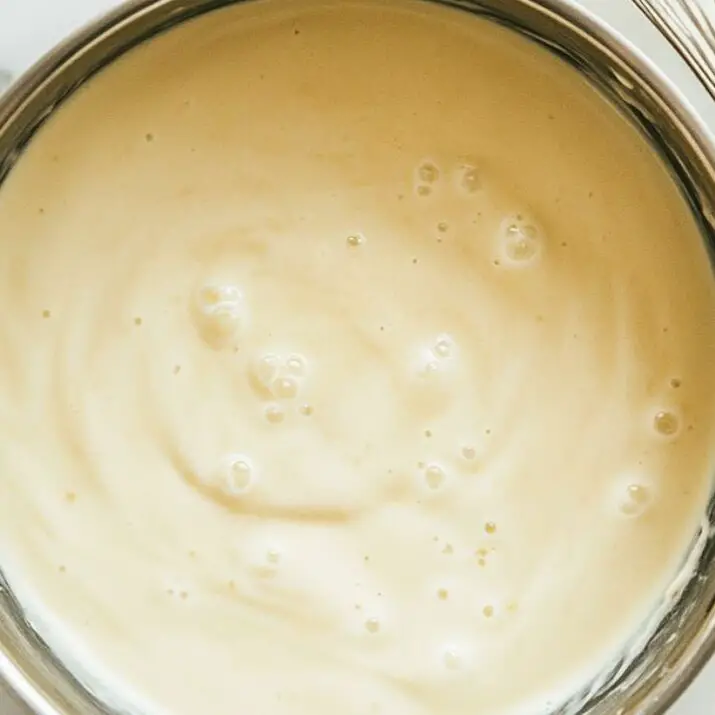 Butter and flour cheese sauce base in pot