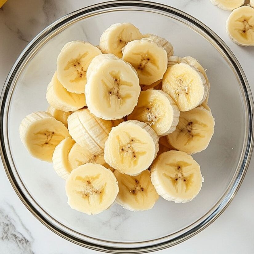Freshly sliced ripe bananas in a bowl