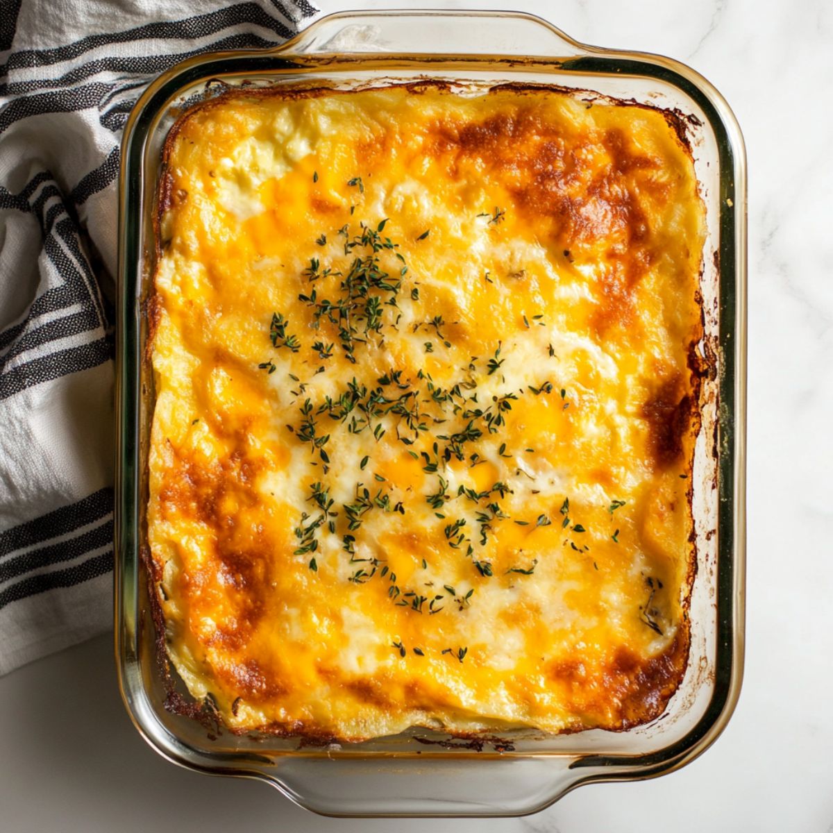 Plated slices of hashbrown egg casserole on a white plate