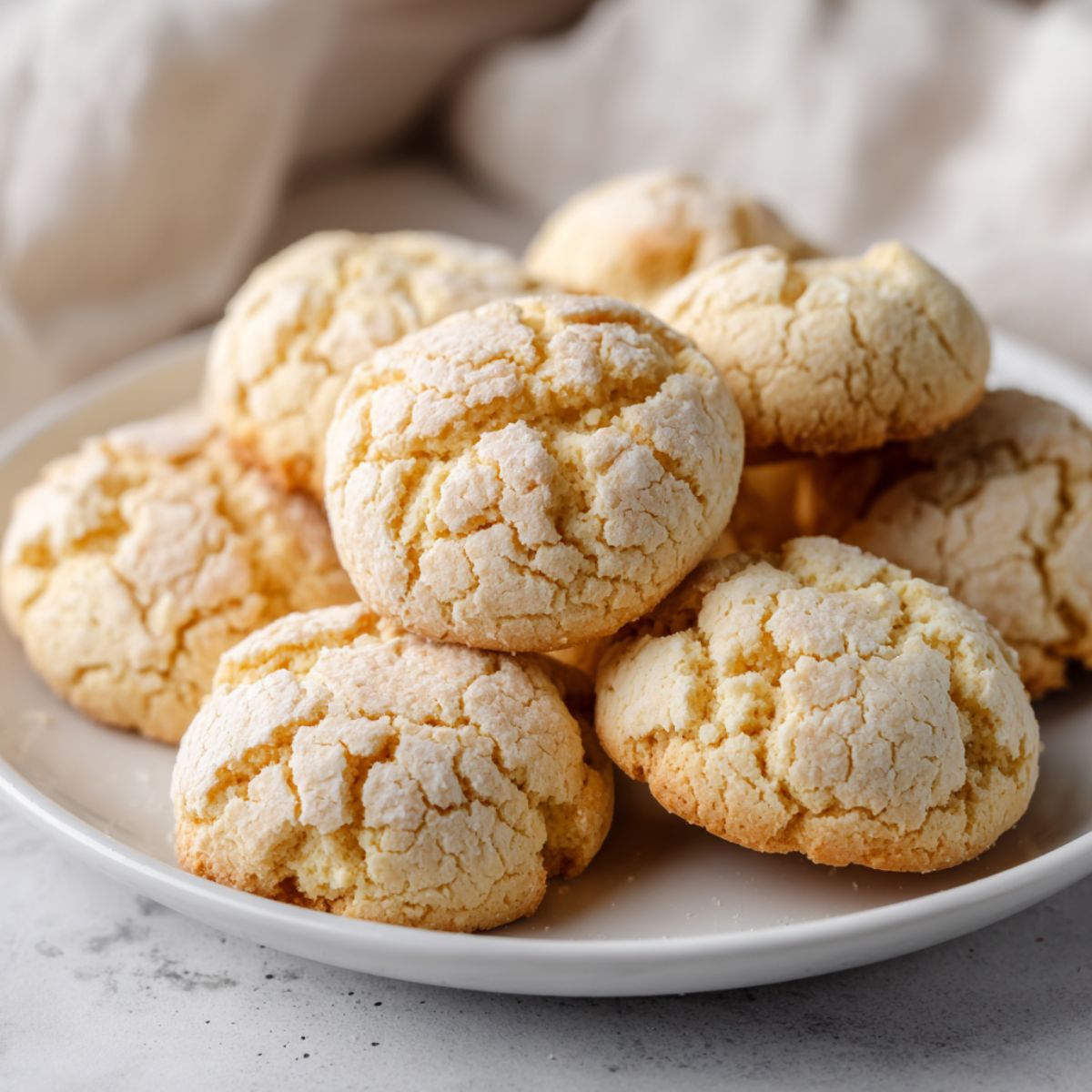 Homemade Swedish dream cookies recipe stacked on a plate with airy tops and a light, crispy look