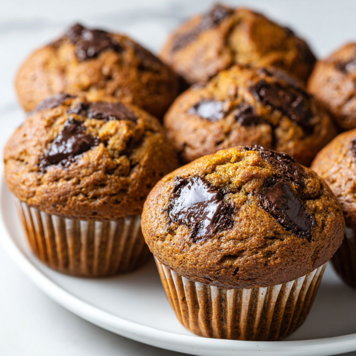 Freshly baked mocha muffins recipe cooling on a kitchen counter