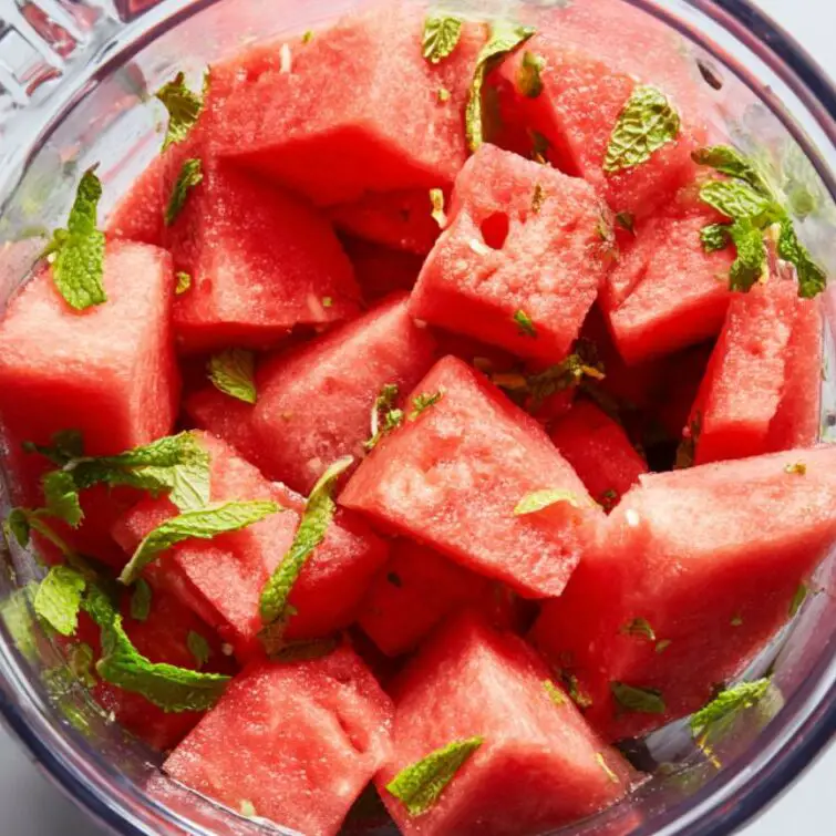 Ingredients inside blender ready to mix