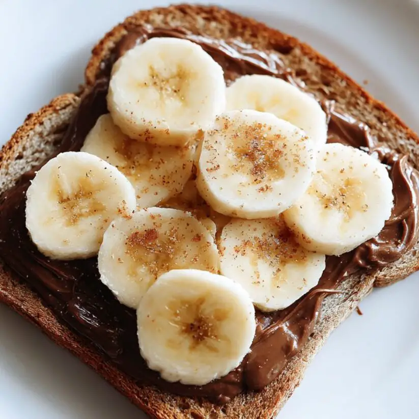 Nutella banana toast served with honey and cinnamon

